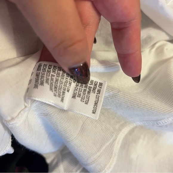 James Perse White Button Down Rib Knit Side Short Sleeve Top Size 0 - Picture 15 of 15